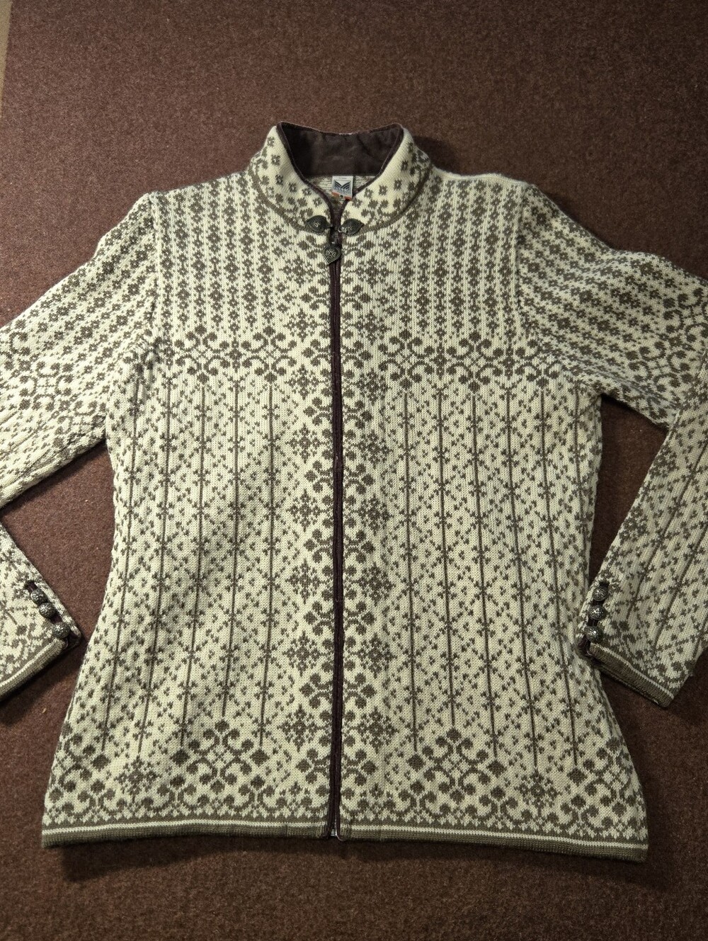 Genuine Dale of Norway "Kara" Full-zip Wool Cardigan Sweater Size XLarge See
